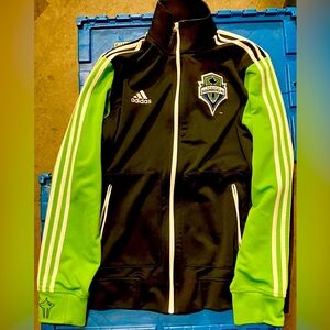 Men’s Large Seattle Sounders MLS FC Track Jacket by Adidas.